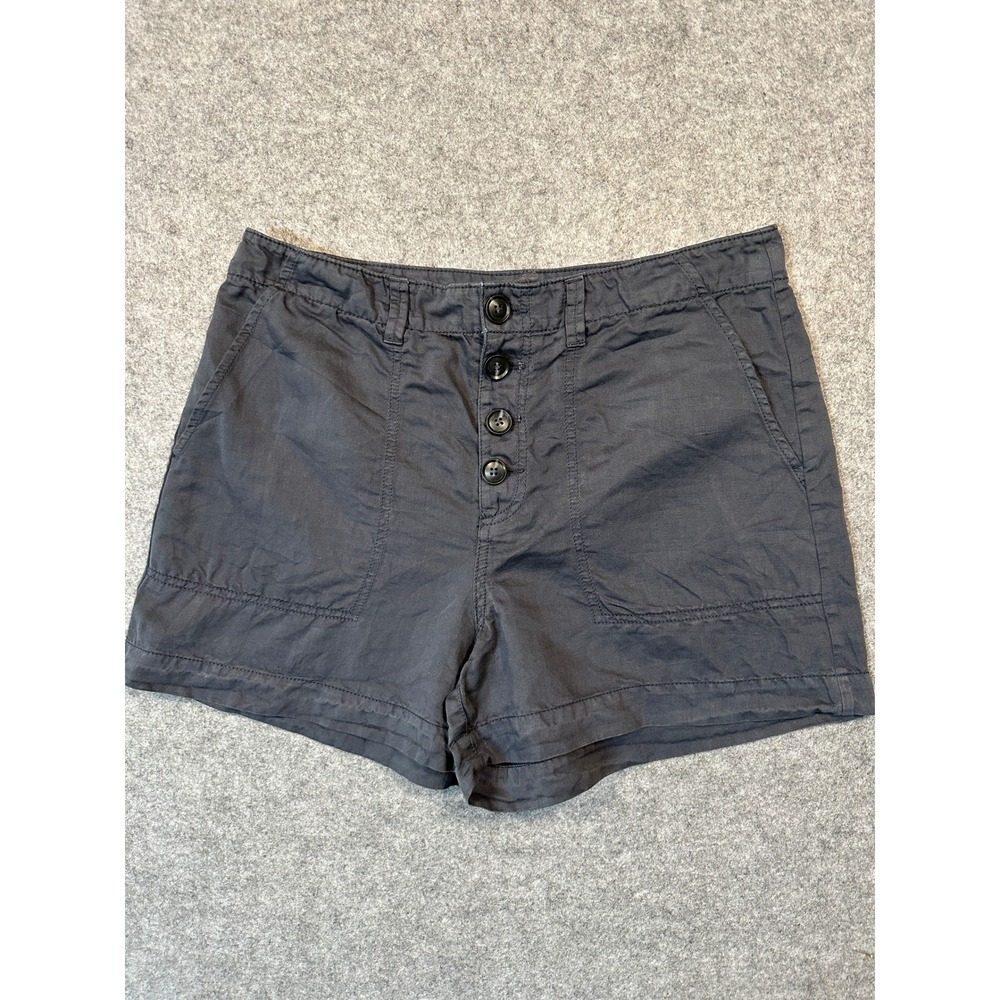 Loft‎ Women 10 Dark Grey Button Fly Utility Shorts High Rise Patch Pocket